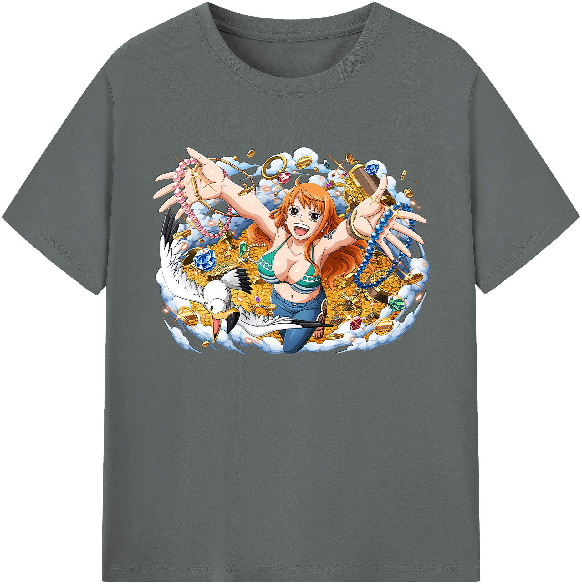 （画像用） ワンピース ナミ ONE PIECE Nami 綿100％ メンズ半袖Tシャツ｜肌触りやわらか＆通気性